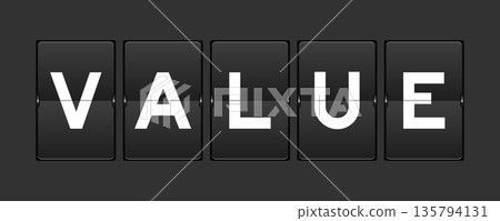 Black color analog flip board with word value on gray background Black color analog flip board with word value on gray background 135794131