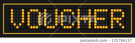 Orange color led banner in word voucher on black background 135794137