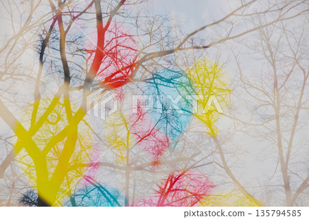 Silhouette of colorful balloons, abstract artistic background Silhouette of colorful balloons, abstract artistic background 135794585