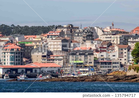 A city with a lot of buildings and a large body of water 135794717