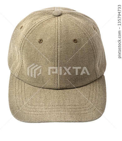 Khaki baseball cap front view with transparent background Khaki baseball cap front view with transparent background 135794733
