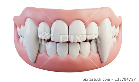 Perfectly aligned white teeth with healthy pink gums 135794757