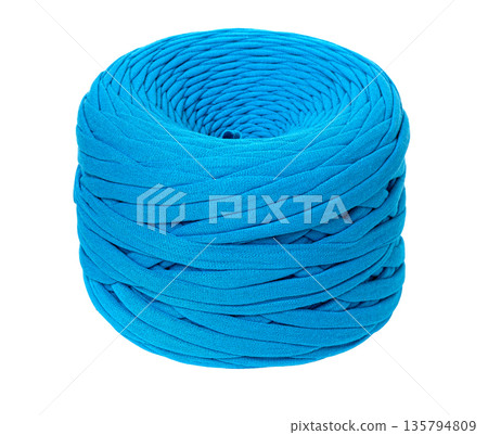 Blue t-shirt yarn ball for knitting crochet 135794809