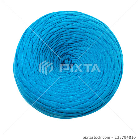 Bright blue t-shirt yarn ball for crafting Bright blue t-shirt yarn ball for crafting 135794810