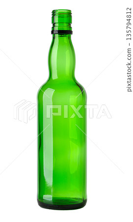 Empty green glass bottle transparent background recycling Empty green glass bottle transparent background recycling 135794812
