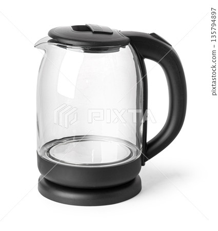 Glass electric kettle standing on white background 135794897