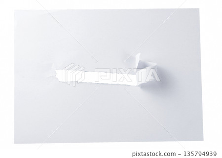A clean white paper strip with a smooth horizontal edge, isolated on a transparent background. Ideal for a minimalist banner, border, or clean text box. 135794939