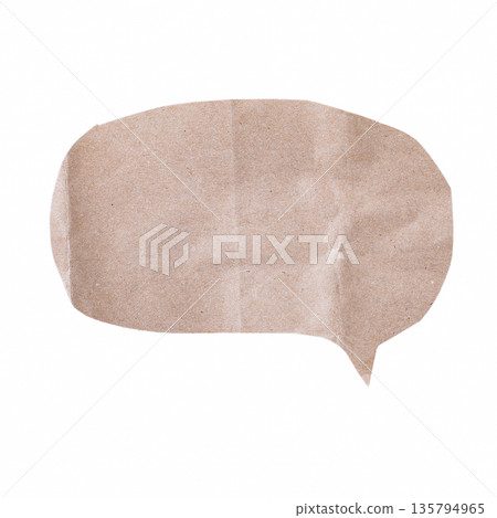 A smooth oval speech bubble cut from brown craft paper with a right-pointing tail, isolated on a transparent background. Useful for clean, rustic dialogue elements. A smooth oval speech bubble cut from brown craft paper with a right-pointing tail, isolated on a transparent background. Useful for clean, rustic dialogue elements. 135794965