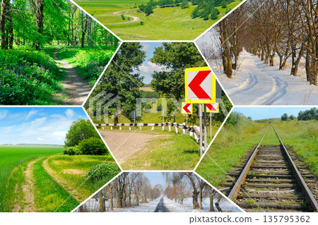 Variety of Scenic Rural Landscapes and Transportation Routes Variety of Scenic Rural Landscapes and Transportation Routes 135795362