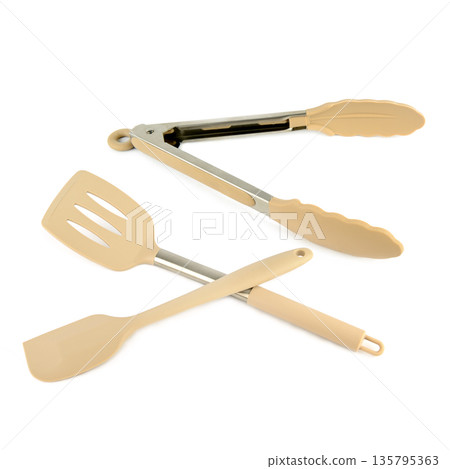 Professional Cooking Tools with Tongs, Spatula, and Slotted Turner 135795363
