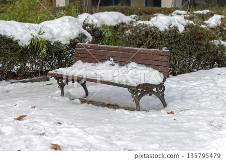 Park Bench Snow 135795479
