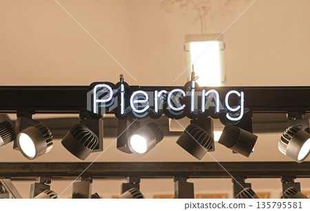 Piercing White Neons Sign 135795581