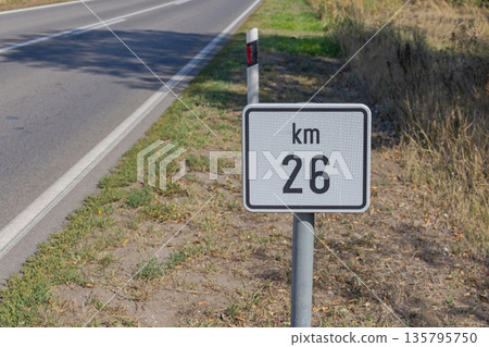 Roadside Marker White Sign Roadside Marker White Sign 135795750