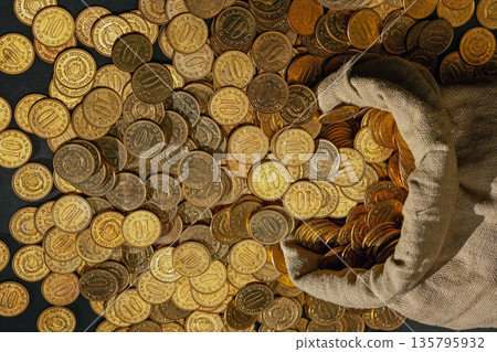Gold Coins Spilled Over 135795932