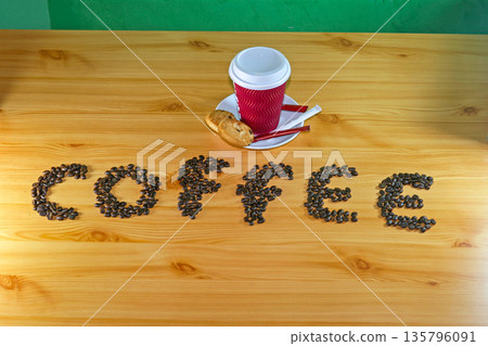 Coffee Paper Cup Desk Coffee Paper Cup Desk 135796091