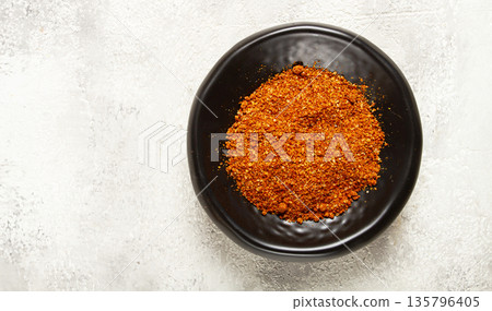 Svan salt, black bowl, spices of Georgia, Georgian traditional cuisine, 135796405