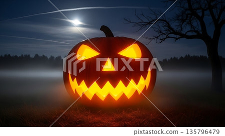 halloween pumpkin on the field halloween pumpkin on the field 135796479