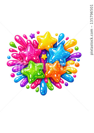 Colorful Gummy Stars Candy Splash Jelly Sweet Illustration Clipart PNG Transparent 135796501