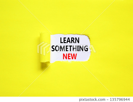 Learn something new symbol. Concept words Learn something new on beautiful white paper. Beautiful yellow paper background. Business motivational lifestyle learn something new concept. Copy space. Learn something new symbol. Concept words Learn something new on beautiful white paper. Beautiful yellow paper background. Business motivational lifestyle learn something new concept. Copy space. 135796944