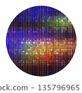 Colorful Semiconductor Silicon Wafer with Microchip Grid Pattern 135796965