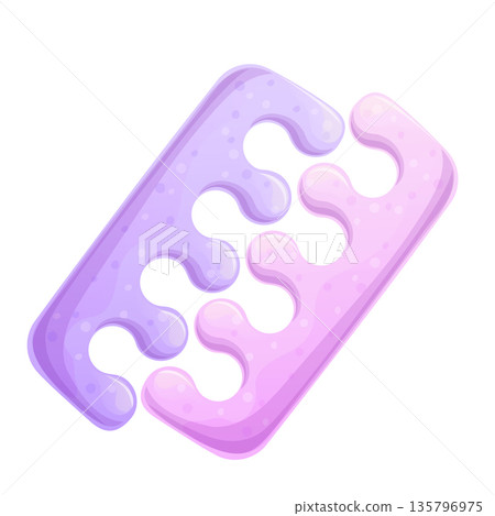 A pair of colorful finger and toe separator, pedicure. Icon on a white background. The concept of beauty and nail design. Isolated vector illustration banner, postcard, brochure, flyer 135796975