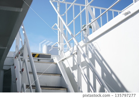 Blue sky and white stairs Blue sky and white stairs 135797277