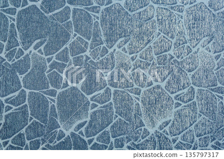 Blue grey mosaic fabric texture with silver shimmer ornament Blue grey mosaic fabric texture with silver shimmer ornament 135797317