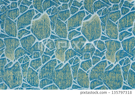 Azure blue textile structure with golden geometric mosaic Azure blue textile structure with golden geometric mosaic 135797318