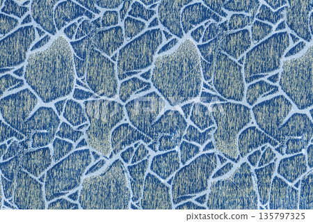 Steel blue abstract fabric structure with silver gold ornament 135797325