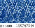 Royal blue textile with white geometric line pattern 135797349