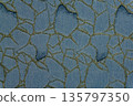 Deep blue and gold textile texture with mosaic web pattern 135797350