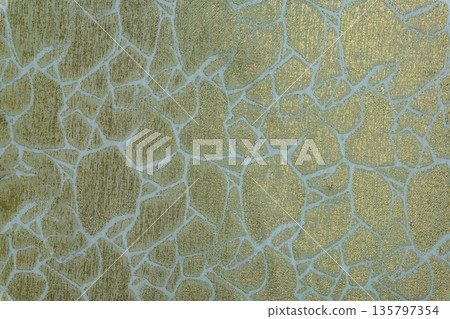 Platinum sage textile texture with golden mosaic cracked pattern Platinum sage textile texture with golden mosaic cracked pattern 135797354