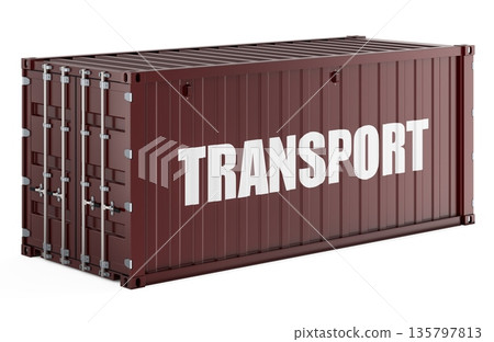 Transport, cargo shipping container with text. 3D rendering Transport, cargo shipping container with text. 3D rendering 135797813