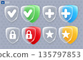 Safety Icons Set With Shield And Glassmorphism Effect 135797853