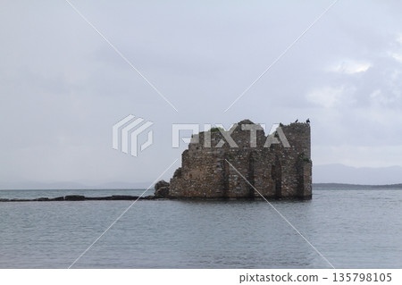 Ruined and restored castle at Iasos Turkey on the Aegean Sea near Bodrum 135798105