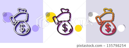 Bribe line icon. Halftone dotted pattern. Gradient icon with grain shadow. Money fraud crime sign. Cash scam symbol. Line bribe icon. Various designs. Vector Bribe line icon. Halftone dotted pattern. Gradient icon with grain shadow. Money fraud crime sign. Cash scam symbol. Line bribe icon. Various designs. Vector 135798254