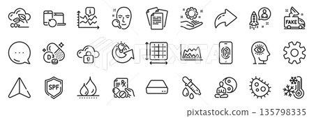 Co2 gas, Recovery devices and Waterproof line icons pack. Share, Message, Paper plane icons. Square area, Prescription drugs, Employee hand web icon. Fake news, Startup, Freezing pictogram. Vector 135798335