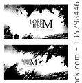 Monochrome set backgrounds with paint strokes. Hand drawn. Not AI, vector illustration. 135798446