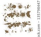 Set of blots. brown blot isolated on white background. Hand drawn. Not AI, vector illustration. 135798447