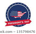 President's Day design template. President's Day in the United States. Map of the United States on a blue background. 135798476