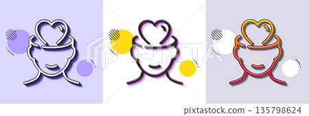 Mental health line icon. Halftone dotted pattern. Gradient icon with grain shadow. Psychology therapy sign. Love and care symbol. Line mental health icon. Various designs. Vector Mental health line icon. Halftone dotted pattern. Gradient icon with grain shadow. Psychology therapy sign. Love and care symbol. Line mental health icon. Various designs. Vector 135798624