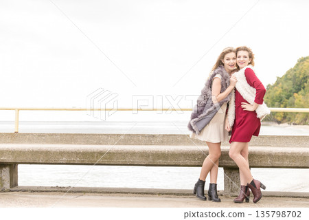 Two fashionable women outdoor 135798702