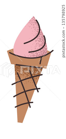 Pink ice-cream waffle cone sticker Pink ice-cream waffle cone sticker 135798925