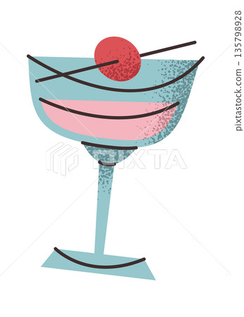 Cocktail refreshment drink sticker design 135798928