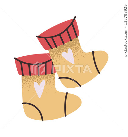Newborn baby socks sticker design 135798929