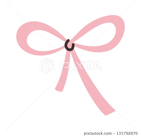 Pink sating ribbon bow sticker Pink sating ribbon bow sticker 135798970