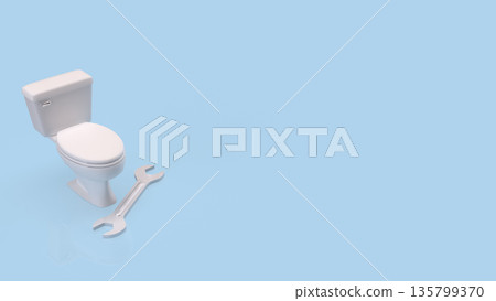 Bathroom Toilet Repair And Plumbing Maintenance Concept Background 3d render. 135799370