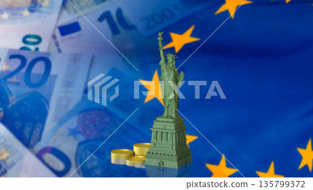 European Union Finance And International Economic Freedom Concept 3d render. European Union Finance And International Economic Freedom Concept 3d render. 135799372
