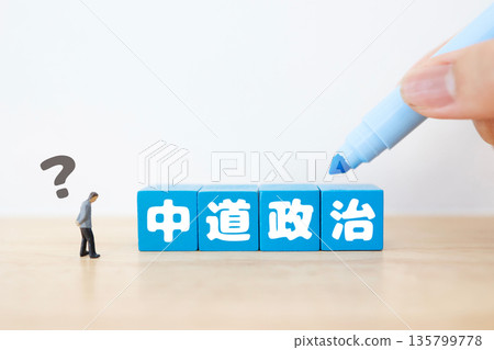 對中間派政治的懷疑與質疑的概念。 對中間派政治的懷疑與質疑的概念。 135799778