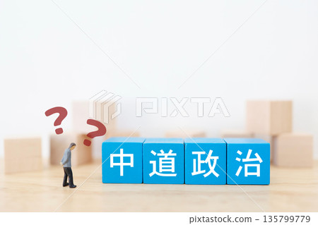 對中間派政治的懷疑與質疑的概念。 對中間派政治的懷疑與質疑的概念。 135799779